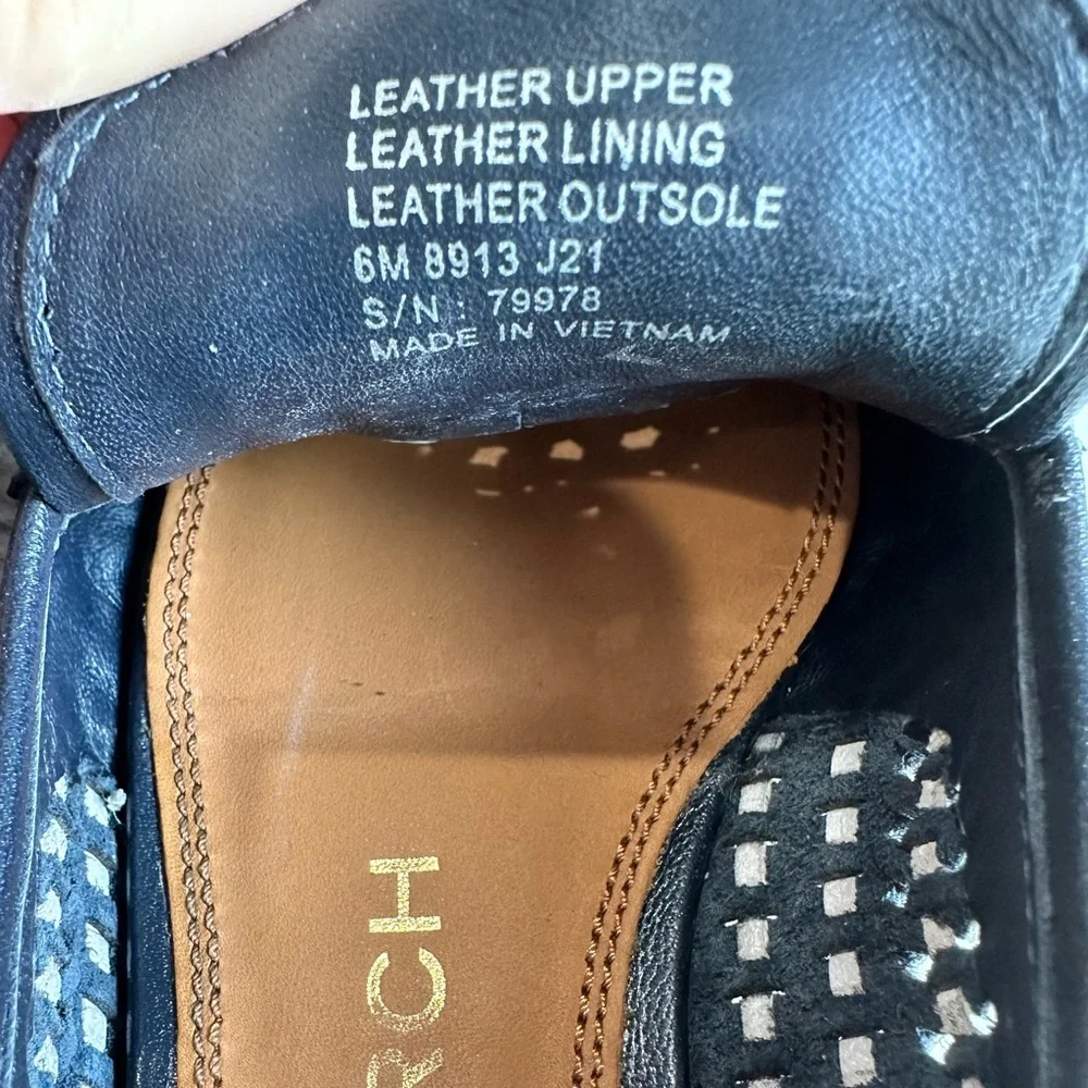 Tory Burch Jessa Woven Loafer Blue Leather Dragon Detail size 6